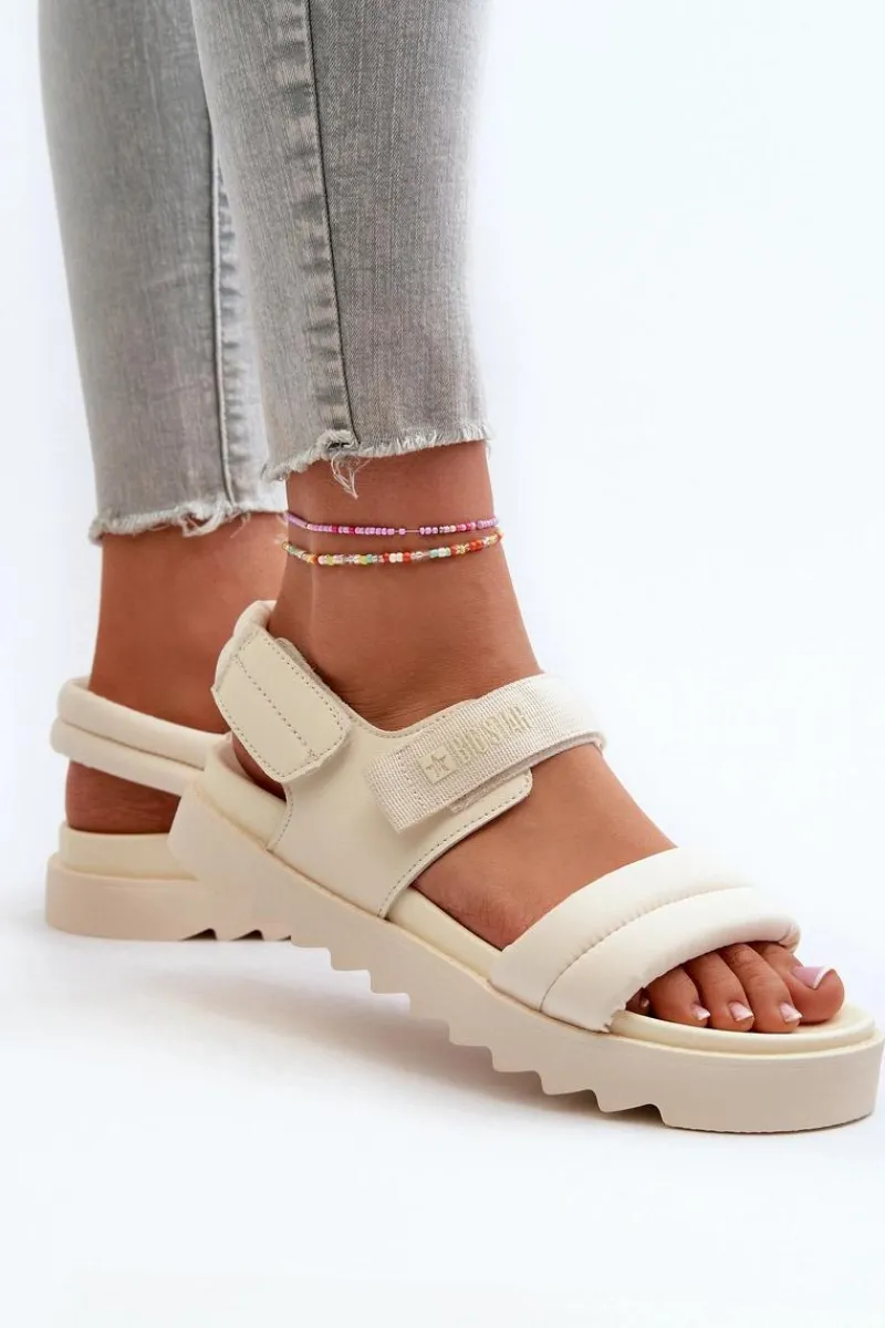 Sale Big Star Shoes Sandały Damskie Na Platformie Big Star NN274751 Beżowe Beżowy