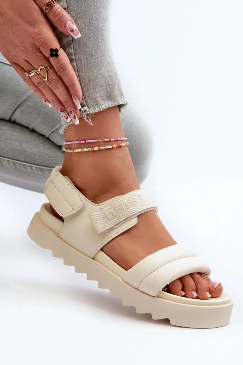 Sale Big Star Shoes Sandały Damskie Na Platformie Big Star NN274751 Beżowe Beżowy