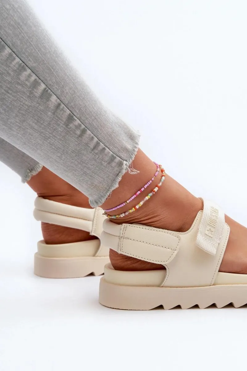 Sale Big Star Shoes Sandały Damskie Na Platformie Big Star NN274751 Beżowe Beżowy