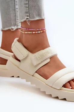 Sale Big Star Shoes Sandały Damskie Na Platformie Big Star NN274751 Beżowe Beżowy