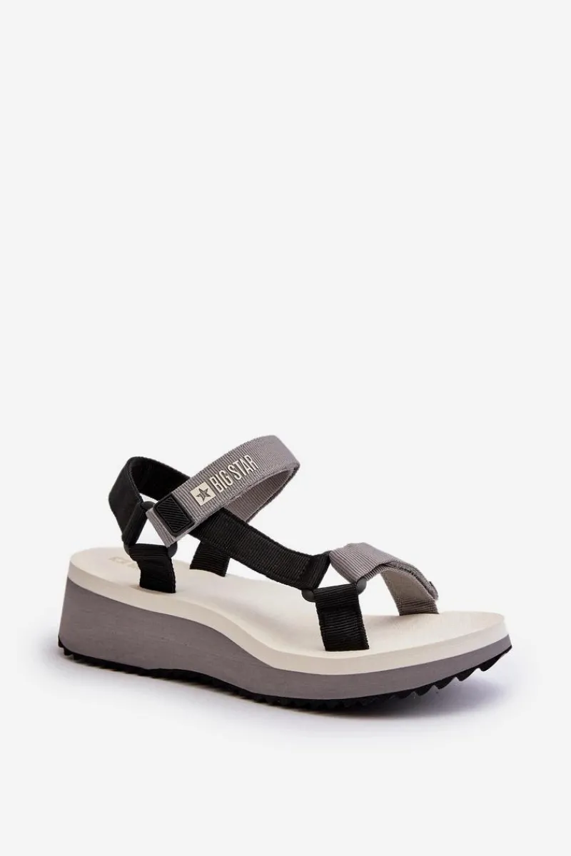 Sandały Big Star|Sandały Na Koturnie>Big Star Shoes Sandały Damskie Na Platformie I Koturnie Big Star NN274A054 Szare Szary