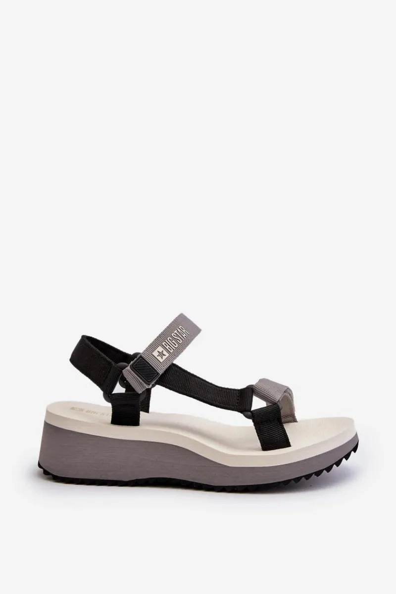 Sandały Big Star|Sandały Na Koturnie>Big Star Shoes Sandały Damskie Na Platformie I Koturnie Big Star NN274A054 Szare Szary