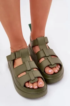 Online Sandały Damskie Na Platformie Zielone Nitavelia Damskie Sandały Płaskie