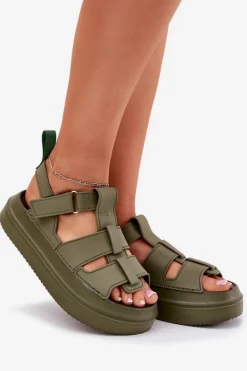 Online Sandały Damskie Na Platformie Zielone Nitavelia Damskie Sandały Płaskie