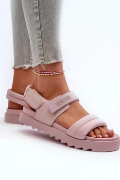 Sandały Big Star|Sandały Płaskie></noscript>Big Star Shoes Sandały Damskie Na Platformie Big Star NN274753 Różowe Różowy