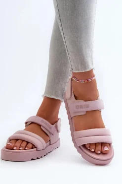 Sandały Big Star|Sandały Płaskie></noscript>Big Star Shoes Sandały Damskie Na Platformie Big Star NN274753 Różowe Różowy