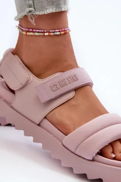 Sandały Big Star|Sandały Płaskie></noscript>Big Star Shoes Sandały Damskie Na Platformie Big Star NN274753 Różowe Różowy