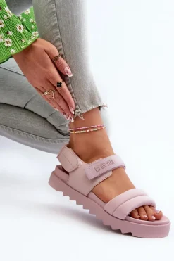Sandały Big Star|Sandały Płaskie></noscript>Big Star Shoes Sandały Damskie Na Platformie Big Star NN274753 Różowe Różowy