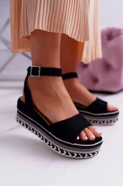 Sandały Płaskie>Boto Sandały Damskie Na Platformie Czarne Arielle