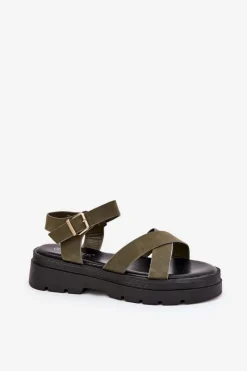 Boto Sandały Damskie Na Platformie Z Eko Skóry Ciemnozielone Gevinniser Zielony