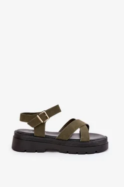 Boto Sandały Damskie Na Platformie Z Eko Skóry Ciemnozielone Gevinniser Zielony