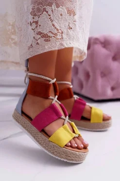 Sandały Płaskie><noscript><img width=