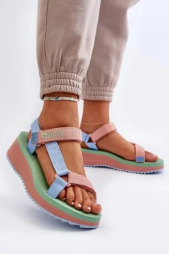 Best Big Star Shoes Sandały Damskie Na Platformie I Koturnie Big Star NN274A055 Niebieskie