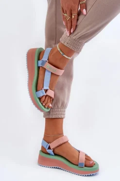 Best Big Star Shoes Sandały Damskie Na Platformie I Koturnie Big Star NN274A055 Niebieskie