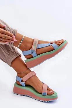 Best Big Star Shoes Sandały Damskie Na Platformie I Koturnie Big Star NN274A055 Niebieskie