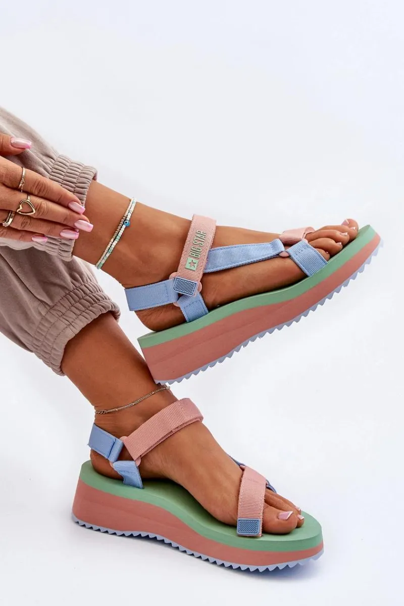 Best Big Star Shoes Sandały Damskie Na Platformie I Koturnie Big Star NN274A055 Niebieskie