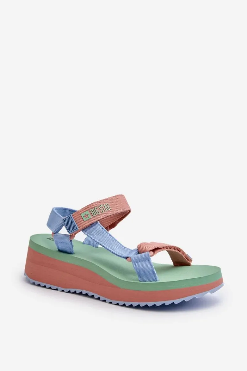 Best Big Star Shoes Sandały Damskie Na Platformie I Koturnie Big Star NN274A055 Niebieskie