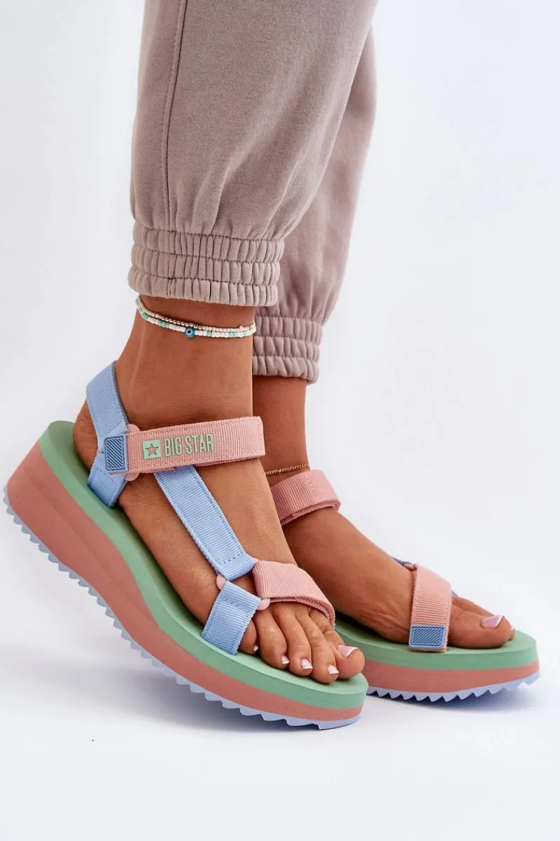 Best Big Star Shoes Sandały Damskie Na Platformie I Koturnie Big Star NN274A055 Niebieskie