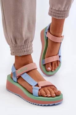 Best Big Star Shoes Sandały Damskie Na Platformie I Koturnie Big Star NN274A055 Niebieskie