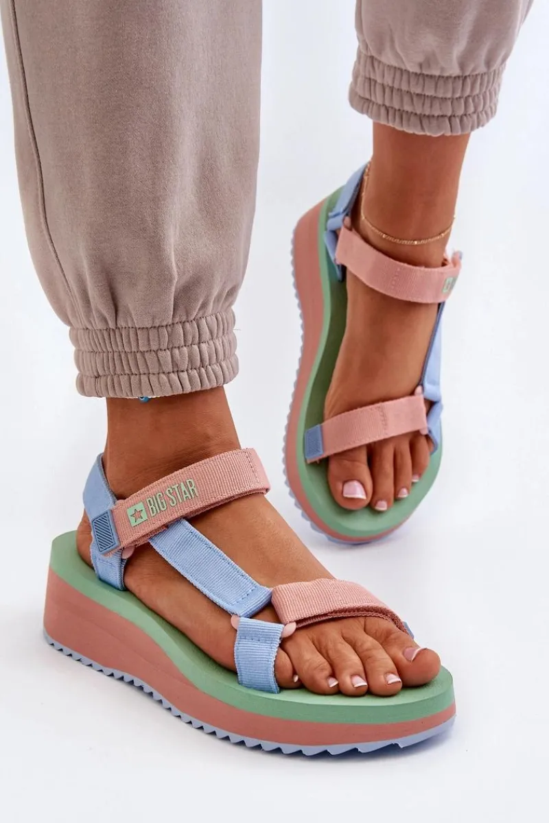 Best Big Star Shoes Sandały Damskie Na Platformie I Koturnie Big Star NN274A055 Niebieskie