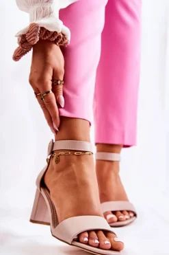 Sandały Na Słupku|Sandały Na Obcasie>Evento Sandały Damskie Na Słupku Beżowe Lexi