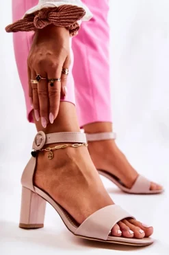 Sandały Na Słupku|Sandały Na Obcasie>Evento Sandały Damskie Na Słupku Beżowe Lexi