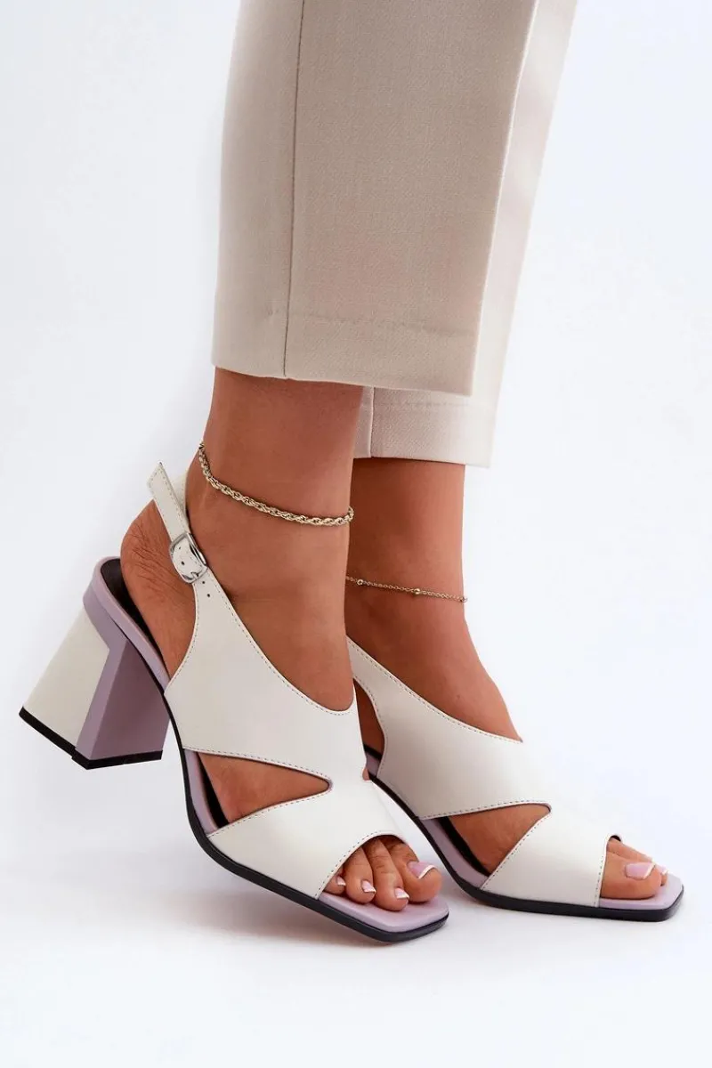 Sandały Na Słupku|Sandały Na Obcasie>Damskie buty S.Barski Sandały Damskie Na Słupku Białe D&A MR38-153 Biały