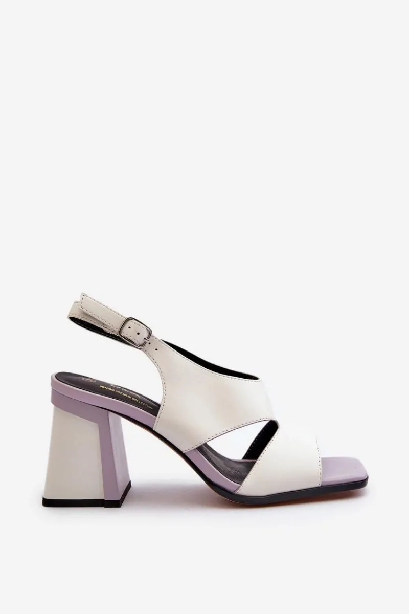 Sandały Na Słupku|Sandały Na Obcasie>Damskie buty S.Barski Sandały Damskie Na Słupku Białe D&A MR38-153 Biały