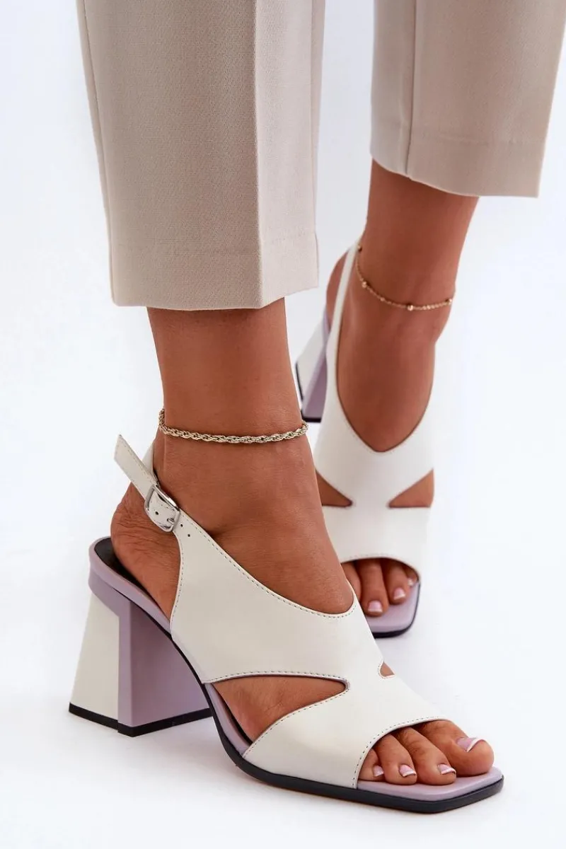 Sandały Na Słupku|Sandały Na Obcasie>Damskie buty S.Barski Sandały Damskie Na Słupku Białe D&A MR38-153 Biały