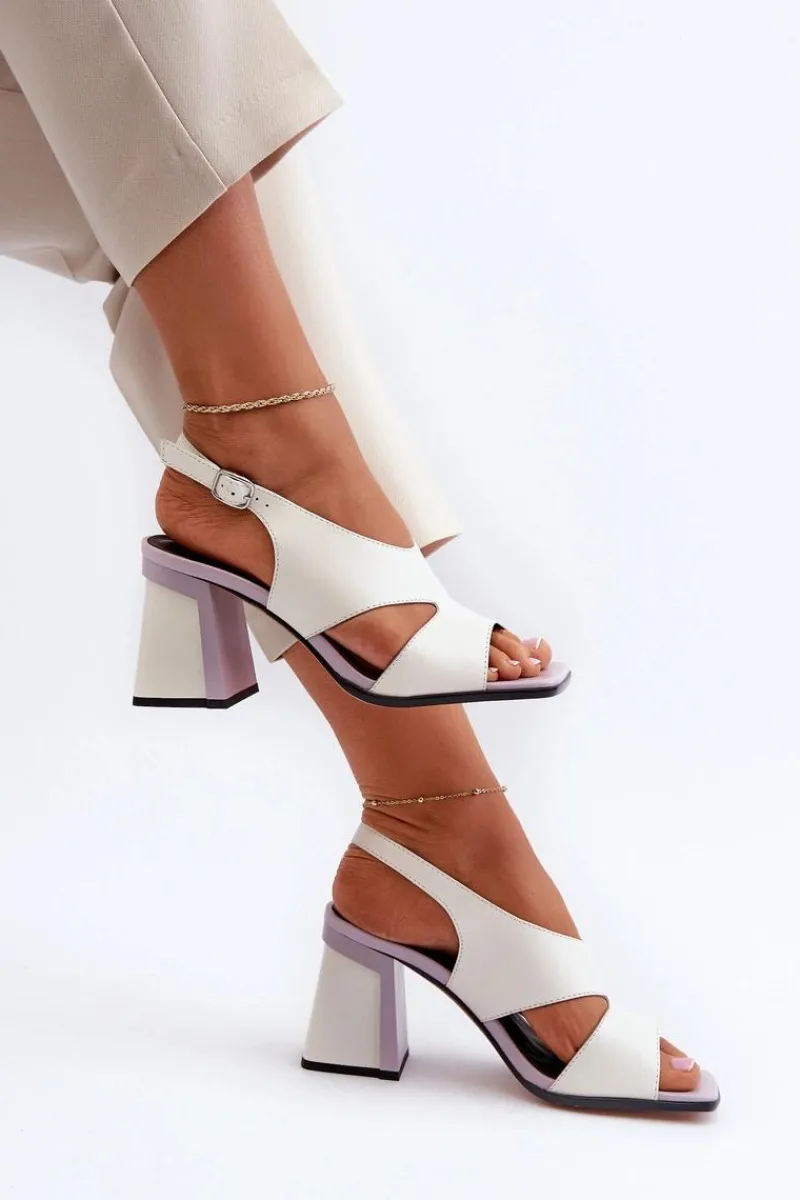Sandały Na Słupku|Sandały Na Obcasie>Damskie buty S.Barski Sandały Damskie Na Słupku Białe D&A MR38-153 Biały