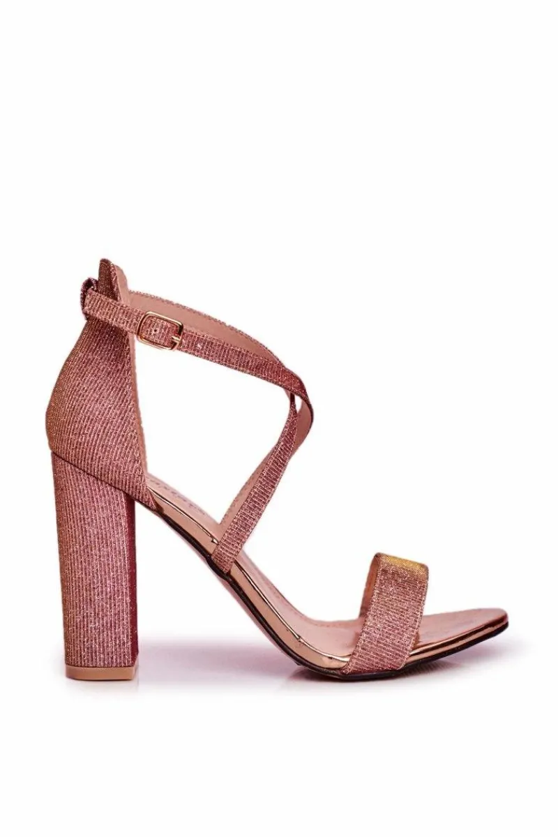 Sandały Na Obcasie>Boto Sandały Damskie Na Słupku Brokatowe Champagne Vivi
