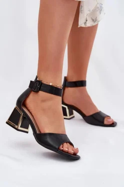 Sandały Na Słupku|Sandały Na Obcasie>Evento Sandały Damskie Na Słupku Czarne Zennia