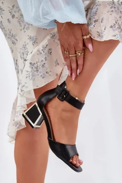 Sandały Na Słupku|Sandały Na Obcasie>Evento Sandały Damskie Na Słupku Czarne Zennia