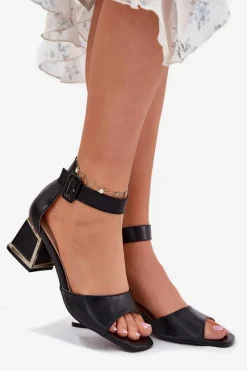 Sandały Na Słupku|Sandały Na Obcasie><noscript><img width=