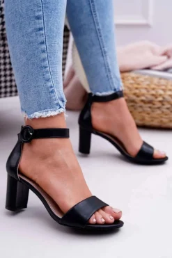 Sandały Na Słupku|Sandały Na Obcasie>Evento Sandały Damskie Na Słupku Czarne Lexi Czarny