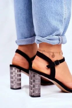 Best Sandały Damskie Na Słupku Czarne Barski Baskila Damskie Sandały Na Obcasie
