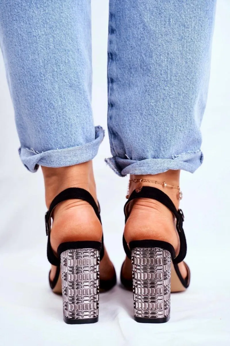 Best Sandały Damskie Na Słupku Czarne Barski Baskila Damskie Sandały Na Obcasie