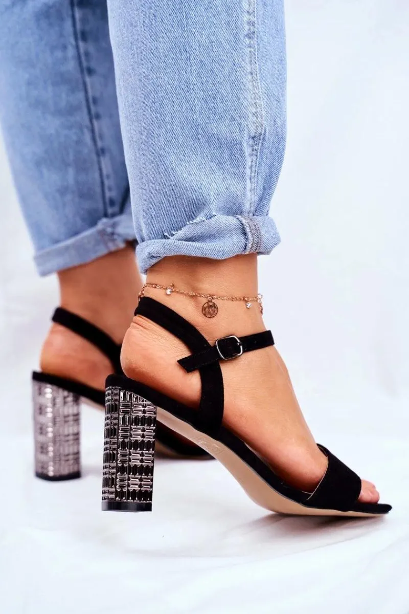 Best Sandały Damskie Na Słupku Czarne Barski Baskila Damskie Sandały Na Obcasie