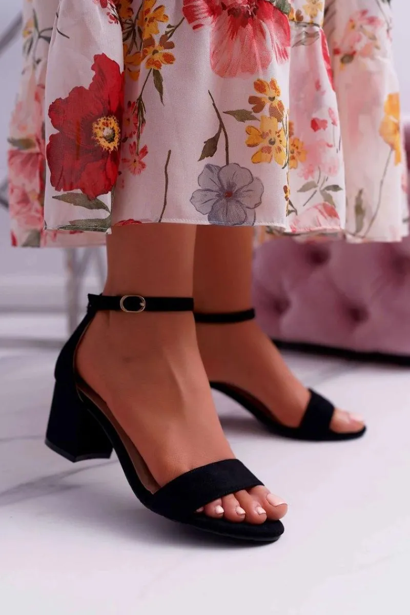 Clearance Boto Sandały Damskie Na Słupku Czarne Zephira