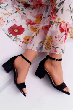 Clearance Boto Sandały Damskie Na Słupku Czarne Zephira