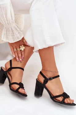 Sandały Damskie Na Słupku Czarne Mavira Damskie Sandały Na Słupku|Sandały Na Obcasie