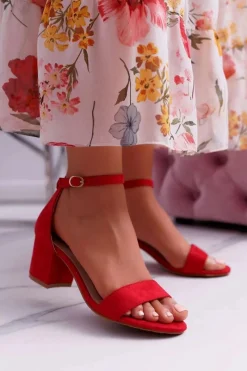 Sandały Na Obcasie>Boto Sandały Damskie Na Słupku Czerwone Zephira