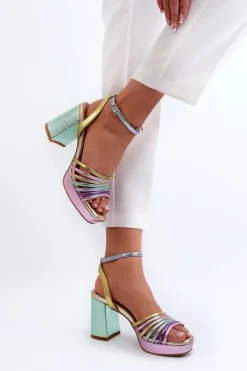 Outlet Damskie buty S.Barski Sandały Damskie Na Słupku D&A CR920 Multikolor Wielokolorowy