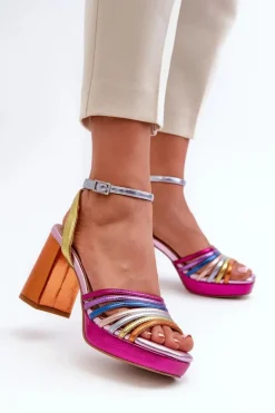 New Sandały Damskie Na Słupku D&A CR920 Multikolor Damskie Sandały Na Słupku|Sandały Na Obcasie