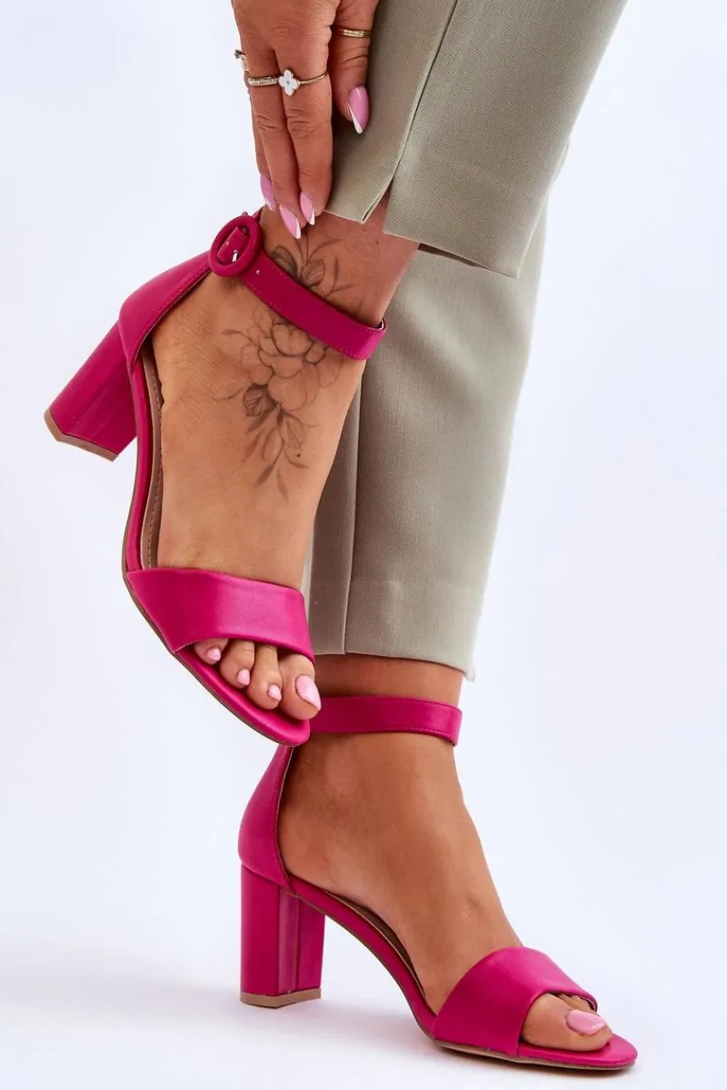 New Sandały Damskie Na Słupku Fuksja Lexi Damskie Sandały Na Słupku|Sandały Na Obcasie