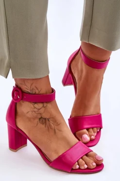 New Sandały Damskie Na Słupku Fuksja Lexi Damskie Sandały Na Słupku|Sandały Na Obcasie