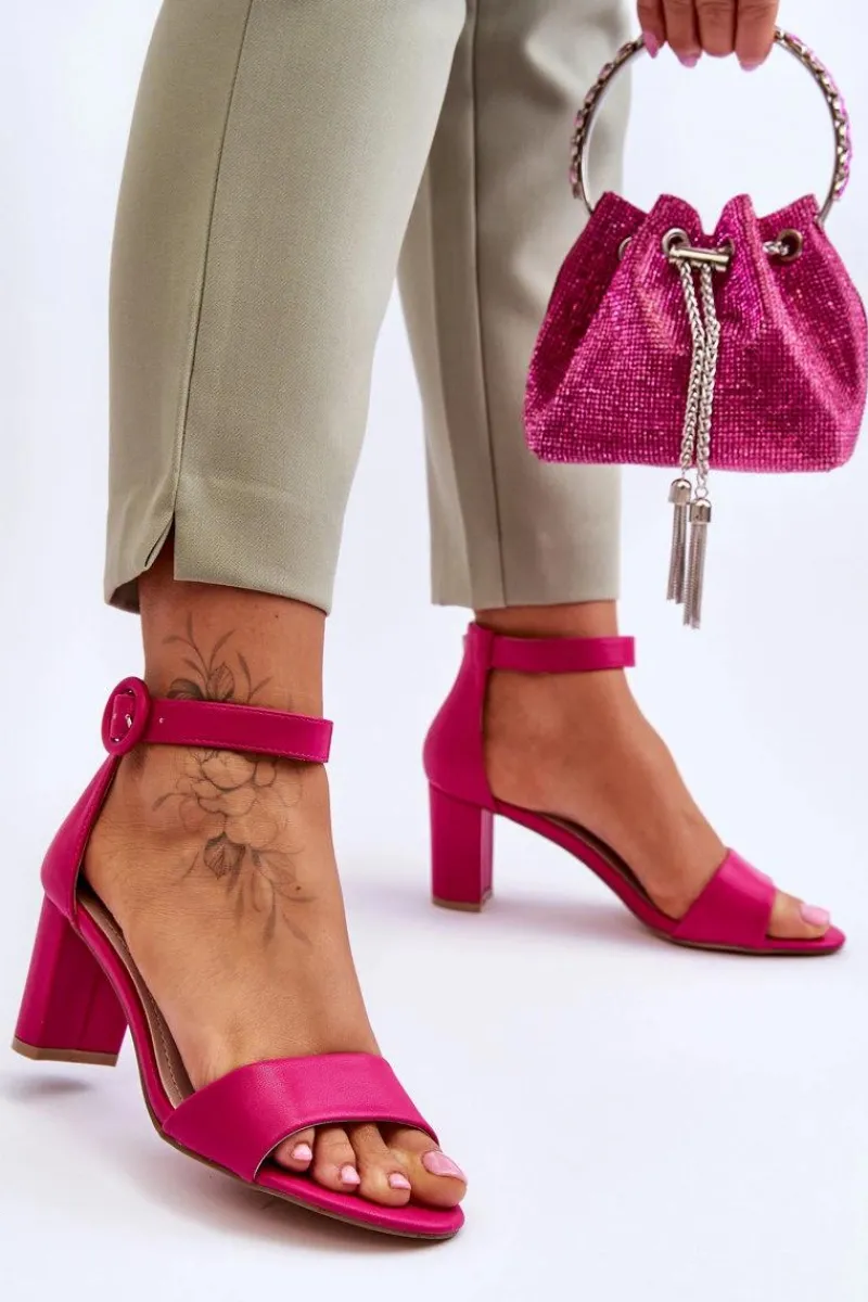 New Sandały Damskie Na Słupku Fuksja Lexi Damskie Sandały Na Słupku|Sandały Na Obcasie