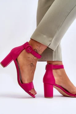 New Sandały Damskie Na Słupku Fuksja Lexi Damskie Sandały Na Słupku|Sandały Na Obcasie