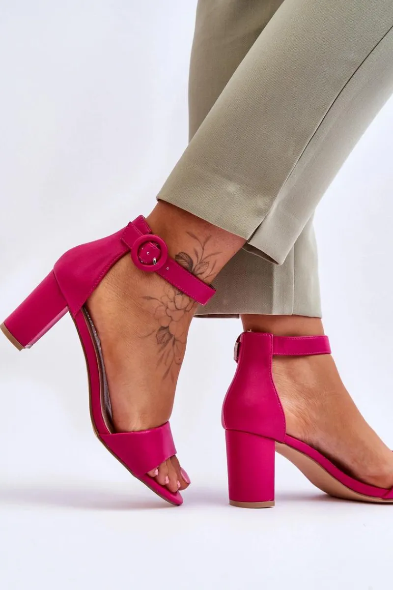 New Sandały Damskie Na Słupku Fuksja Lexi Damskie Sandały Na Słupku|Sandały Na Obcasie