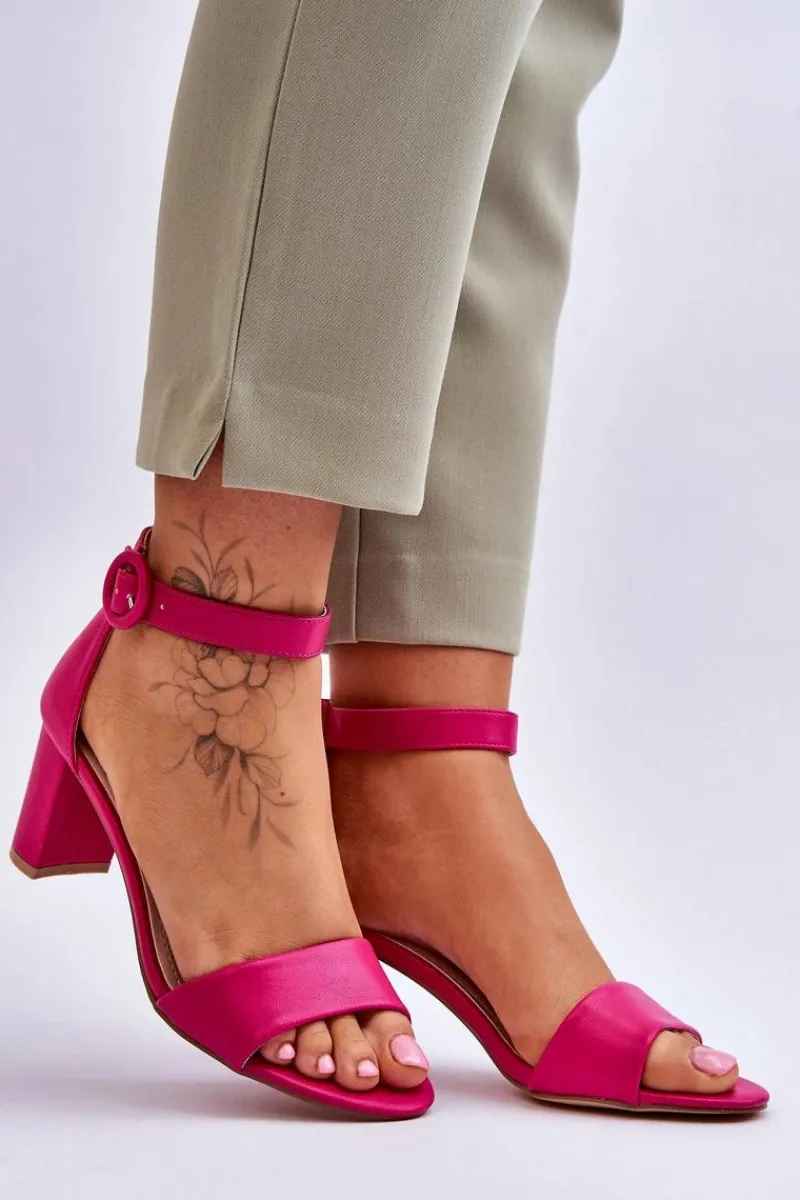 New Sandały Damskie Na Słupku Fuksja Lexi Damskie Sandały Na Słupku|Sandały Na Obcasie